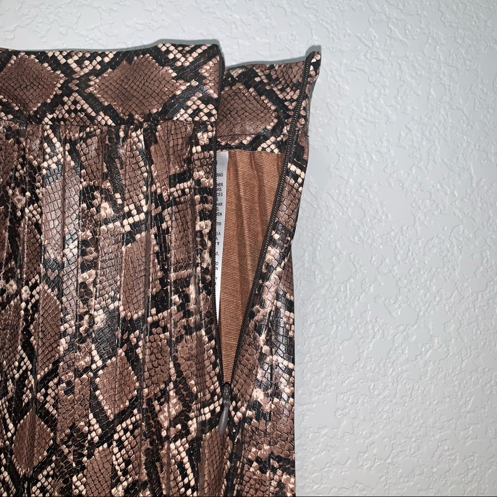 New Zara Faux Leather Snake Print Midi Pleated Skirt XS Small Medium 8372/262 - Picture 11 of 12